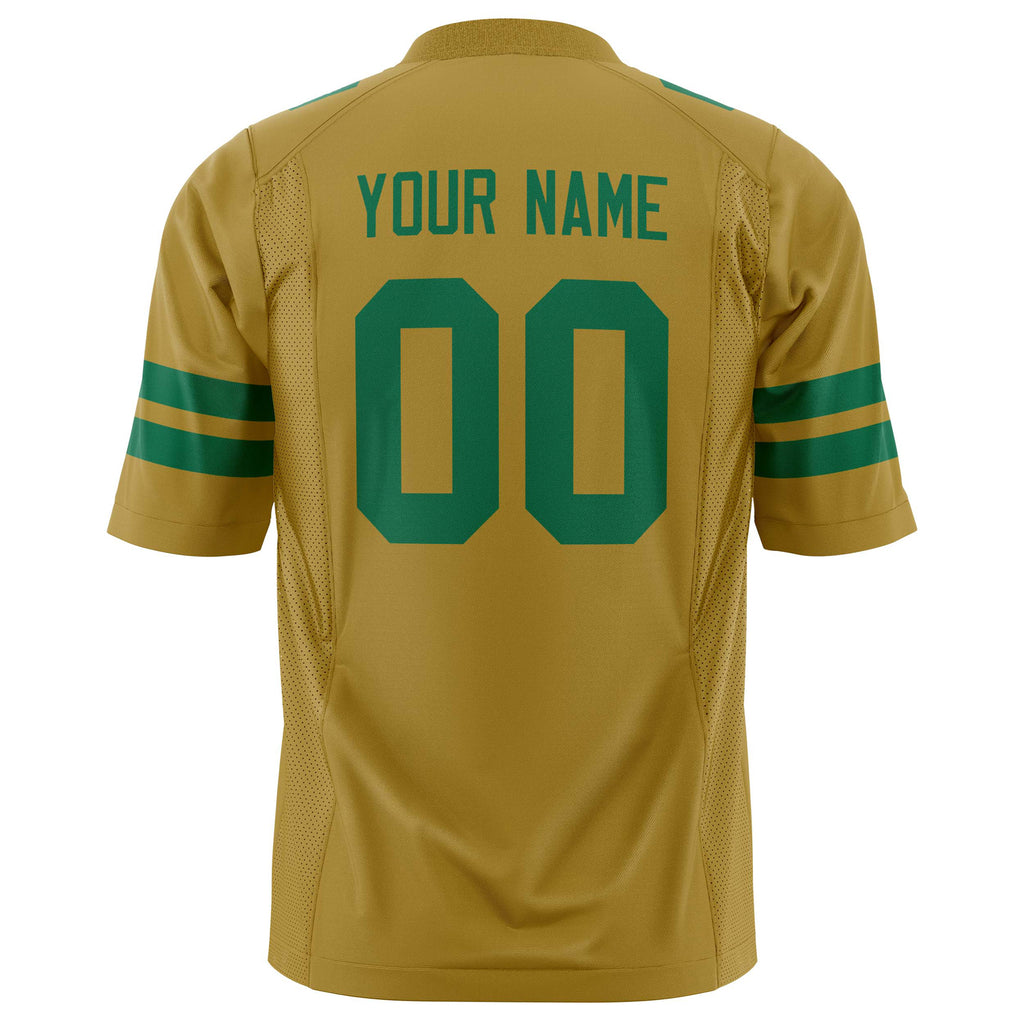 Custom Old Gold Kelly Green Solid Colour Football Jersey