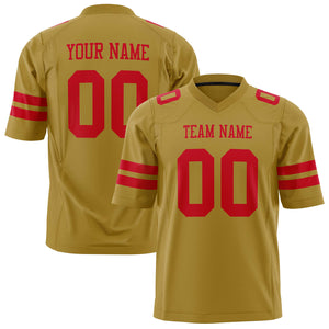 Custom Old Gold Red Solid Colour Football Jersey FT01240725OL307