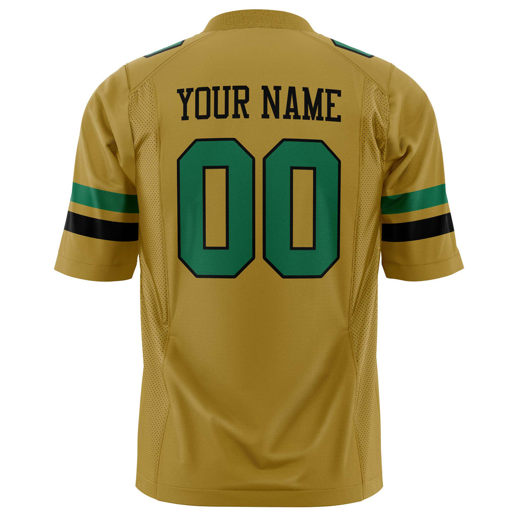 Custom Old Gold Kelly Green Solid Colour Football Jersey