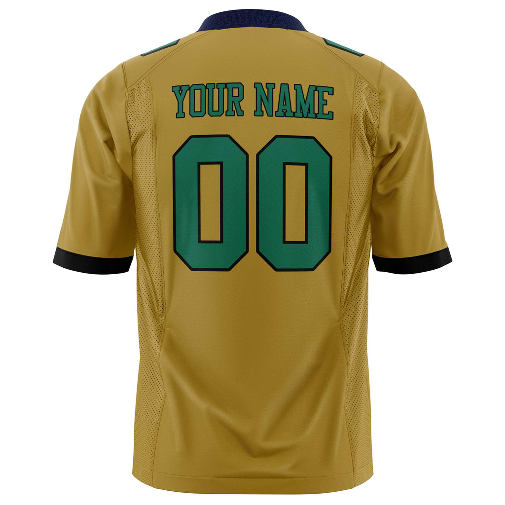 Custom Old Gold Kelly Green Solid Colour Football Jersey