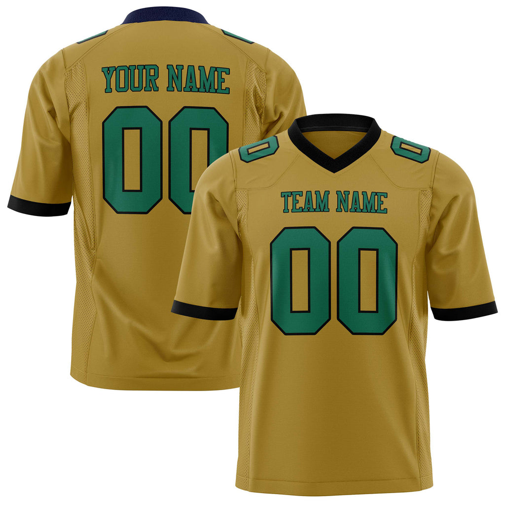 Custom Old Gold Kelly Green Solid Colour Football Jersey FT01240725OL311