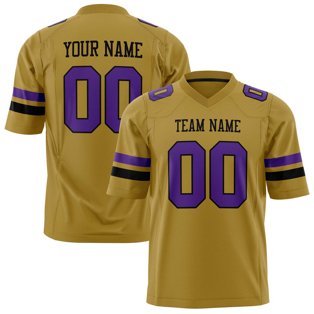 Custom Old Gold Purple Solid Colour Football Jersey FT01240725OL312