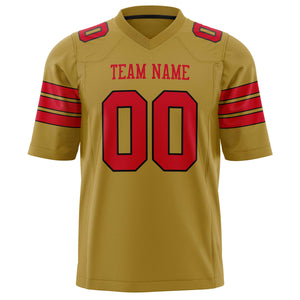 Custom Old Gold Red Solid Colour Football Jersey