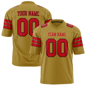 Custom Old Gold Red Solid Colour Football Jersey FT01240725OL313