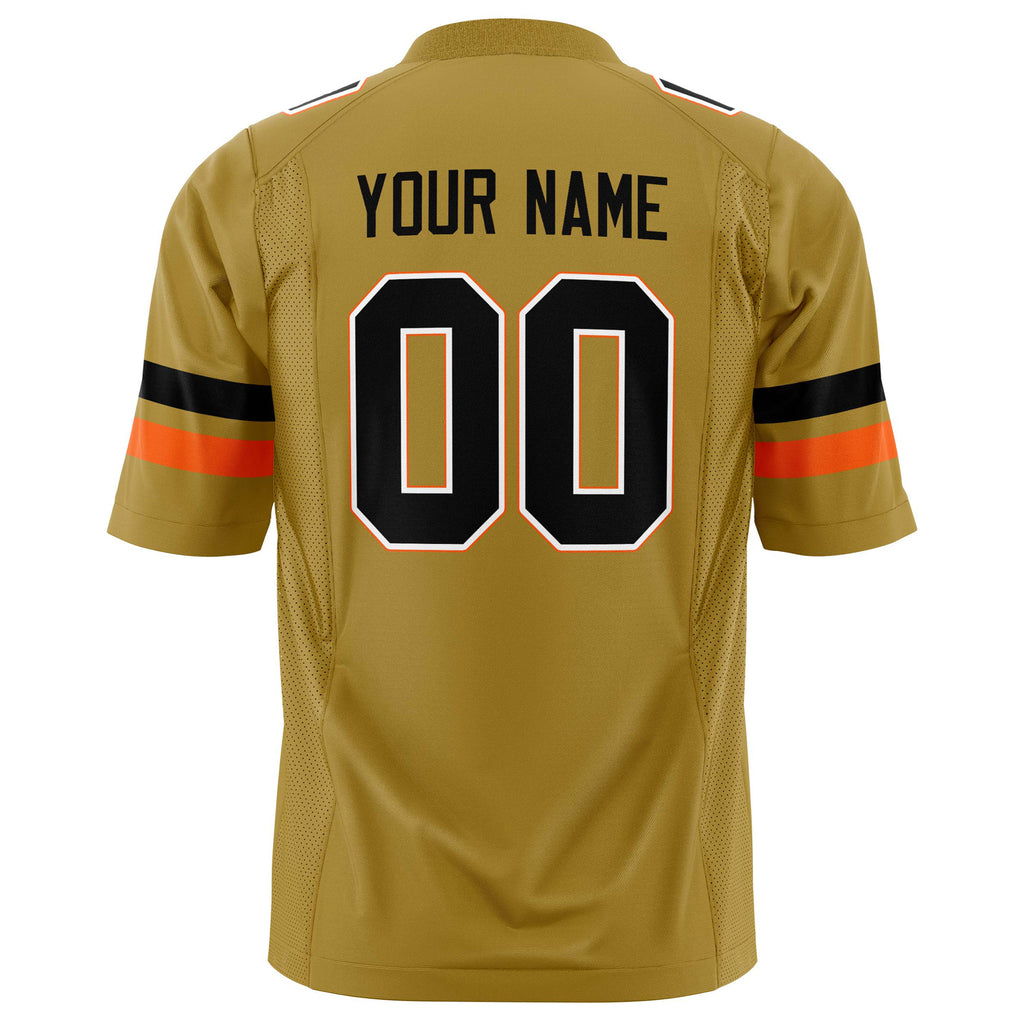 Custom Old Gold Black Solid Colour Football Jersey