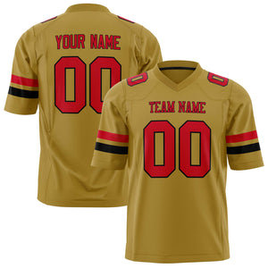 Custom Old Gold Red Solid Colour Football Jersey FT01240725OL317