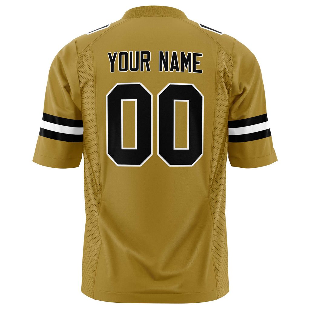 Custom Old Gold Black Solid Colour Football Jersey