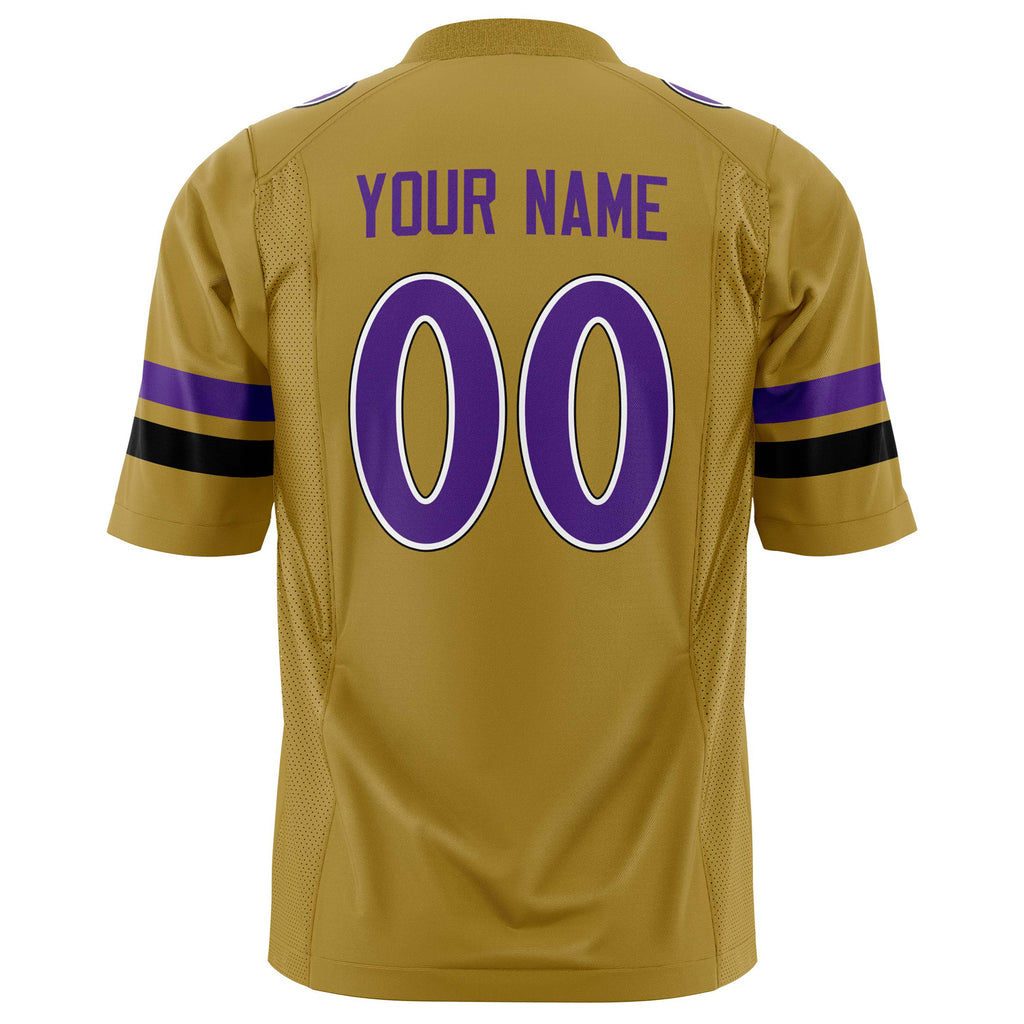 Custom Old Gold Purple Solid Colour Football Jersey