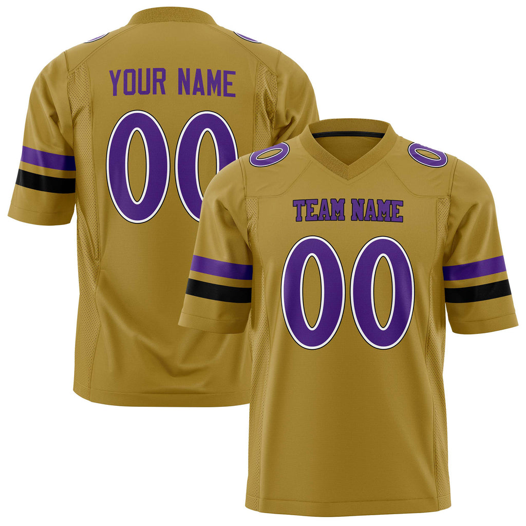 Custom Old Gold Purple Solid Colour Football Jersey FT01240725OL319