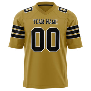 Custom Old Gold Black Solid Colour Football Jersey