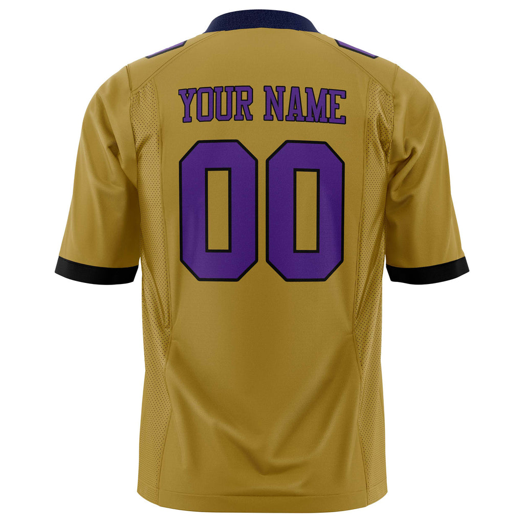 Custom Old Gold Purple Solid Colour Football Jersey