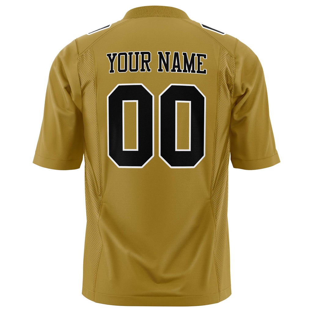 Custom Old Gold Black Solid Colour Football Jersey