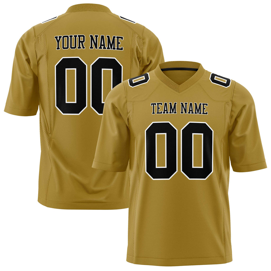 Custom Old Gold Black Solid Colour Football Jersey FT01240725OL324