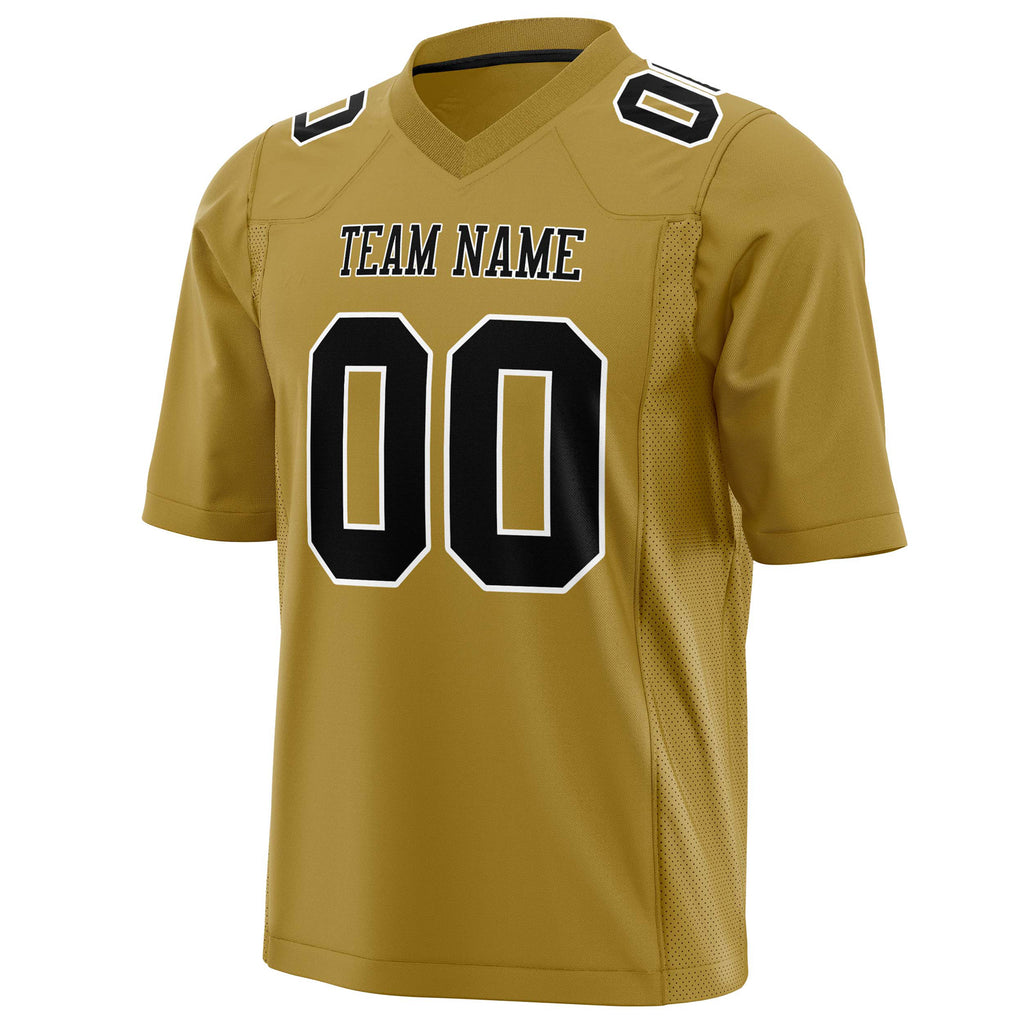 Custom Old Gold Black Solid Colour Football Jersey