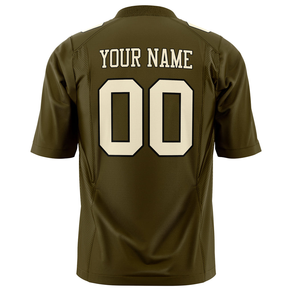 Custom Olive Cream Solid Colour Football Jersey