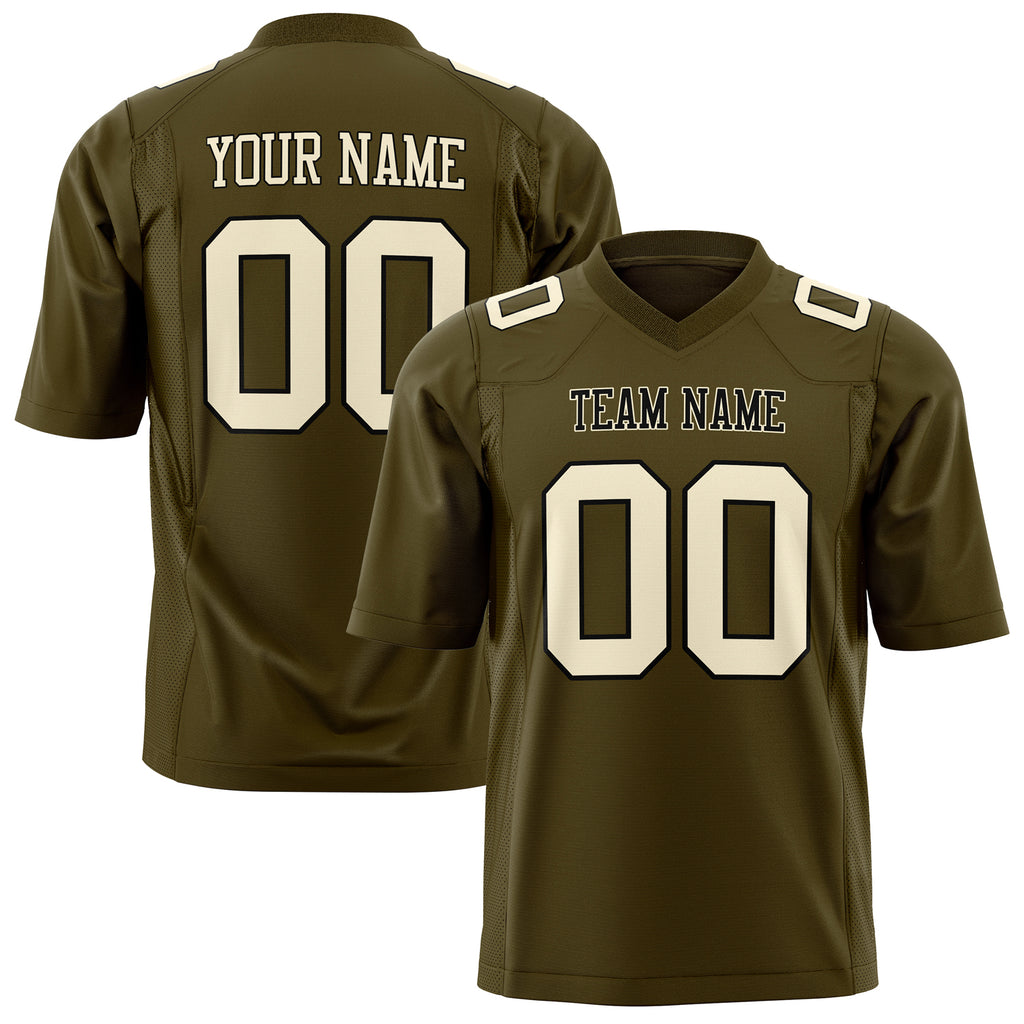 Custom Olive Cream Solid Colour Football Jersey FT01240725OL325