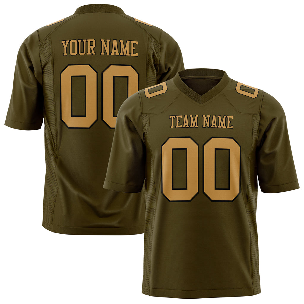 Custom Olive Old Gold Solid Colour Football Jersey FT01240725OL326