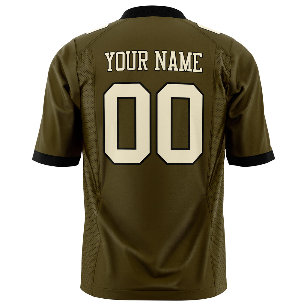 Custom Olive Cream Solid Colour Football Jersey