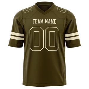 Custom Olive Cream Solid Colour Football Jersey