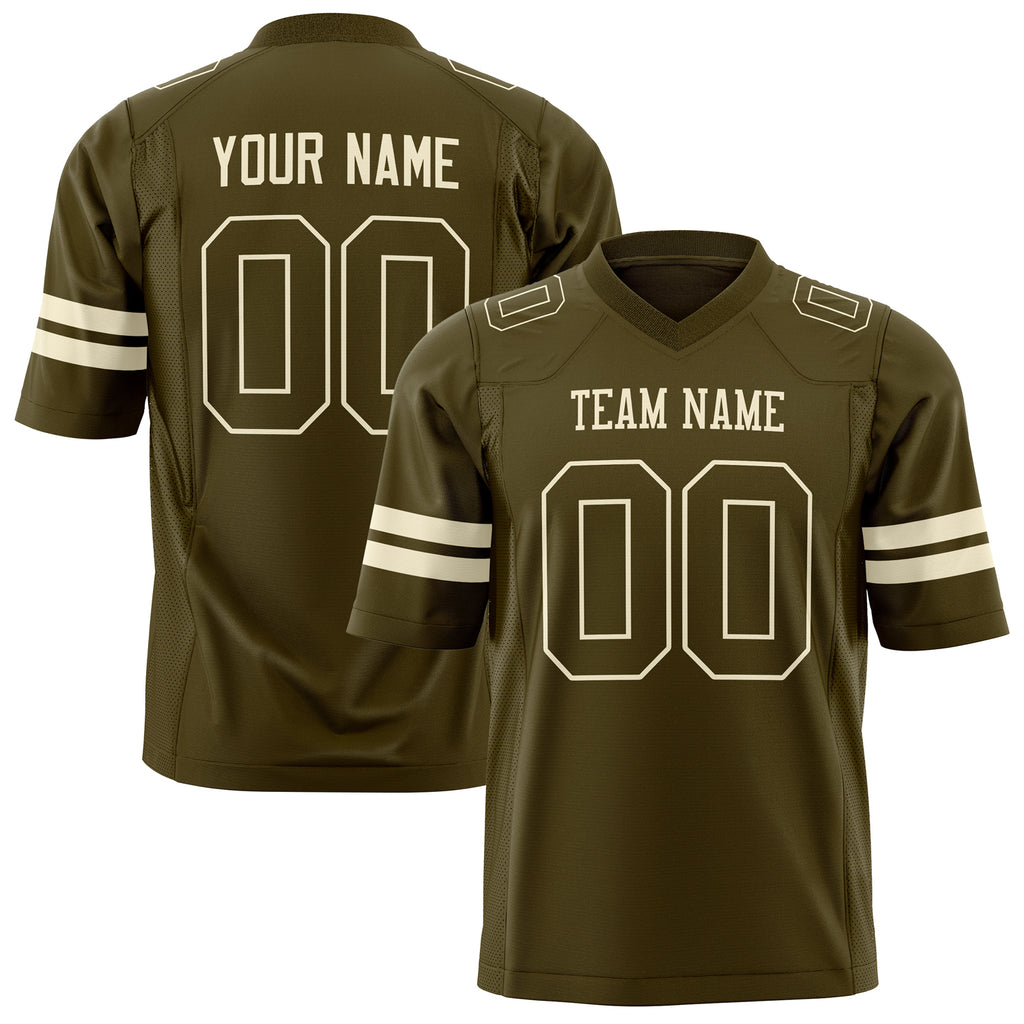 Custom Olive Cream Solid Colour Football Jersey FT01240725OL330