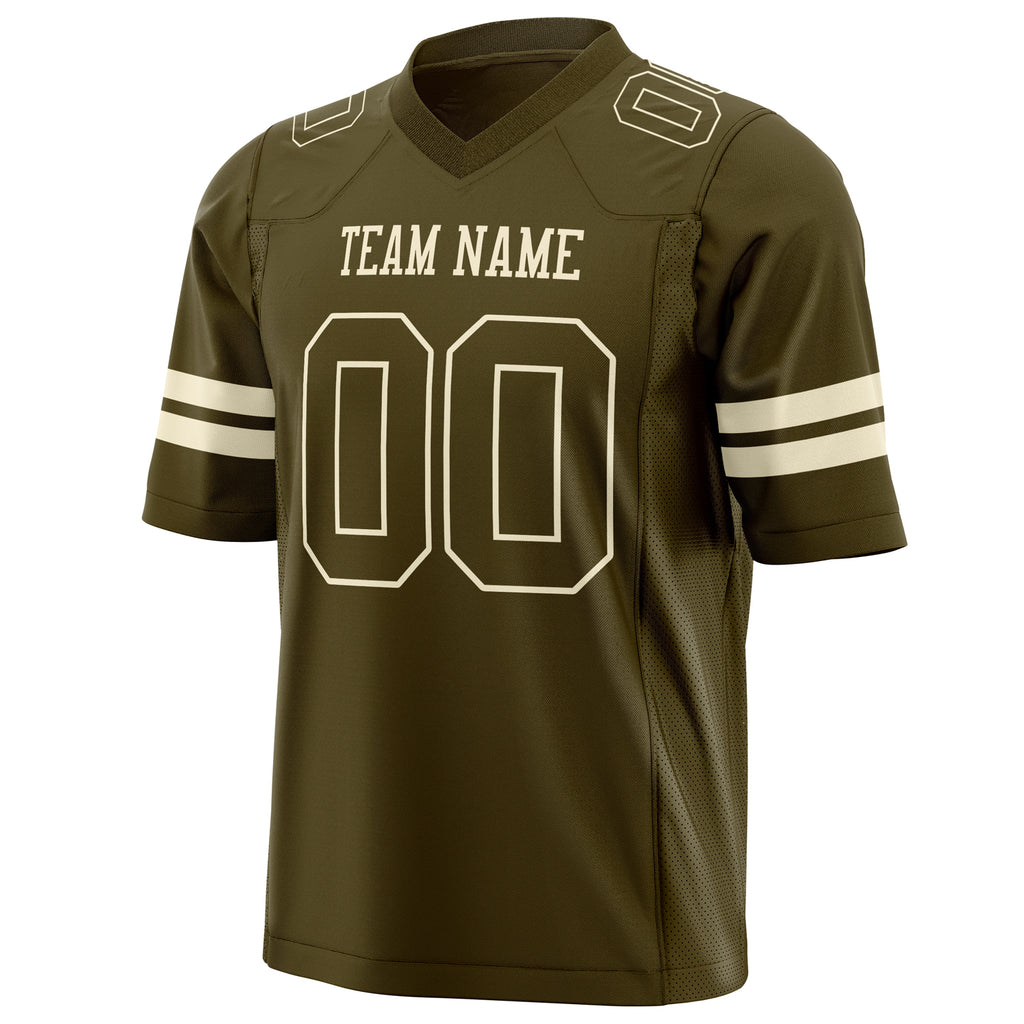 Custom Olive Cream Solid Colour Football Jersey