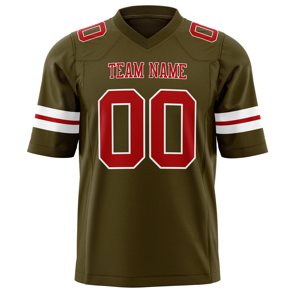 Custom Olive Red Solid Colour Football Jersey