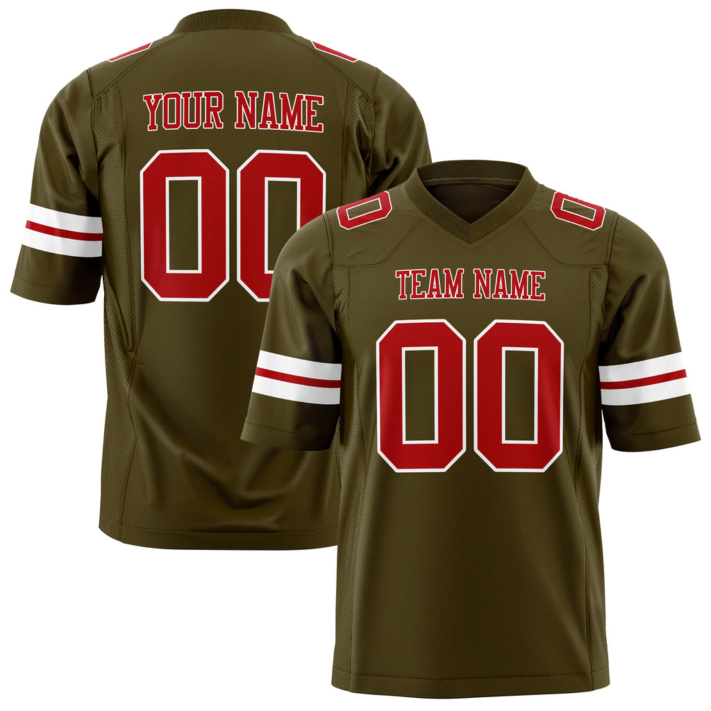 Custom Olive Red Solid Colour Football Jersey FT01240725OL335