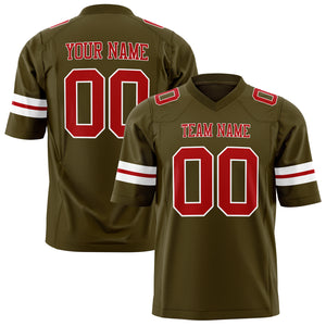 Custom Olive Red Solid Colour Football Jersey FT01240725OL335