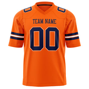 Custom Orange Navy Solid Colour Football Jersey