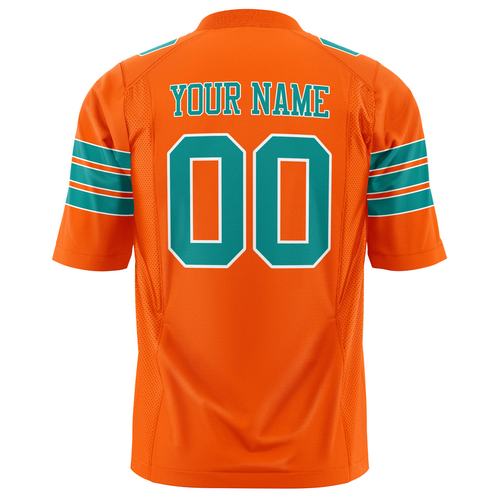 Custom Orange Teal Solid Colour Football Jersey