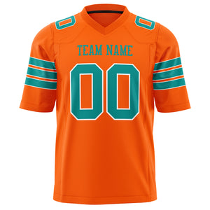 Custom Orange Teal Solid Colour Football Jersey