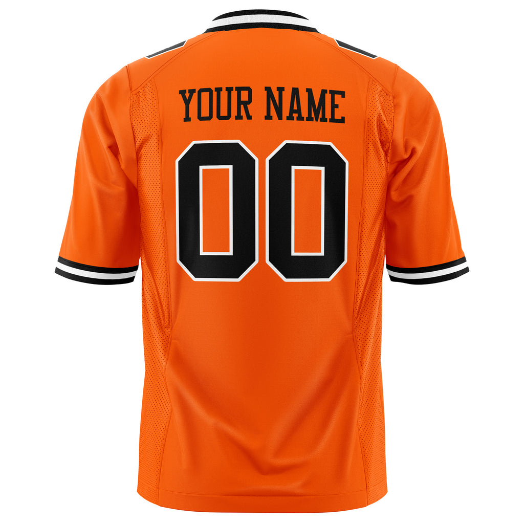 Custom Orange Black Solid Colour Football Jersey
