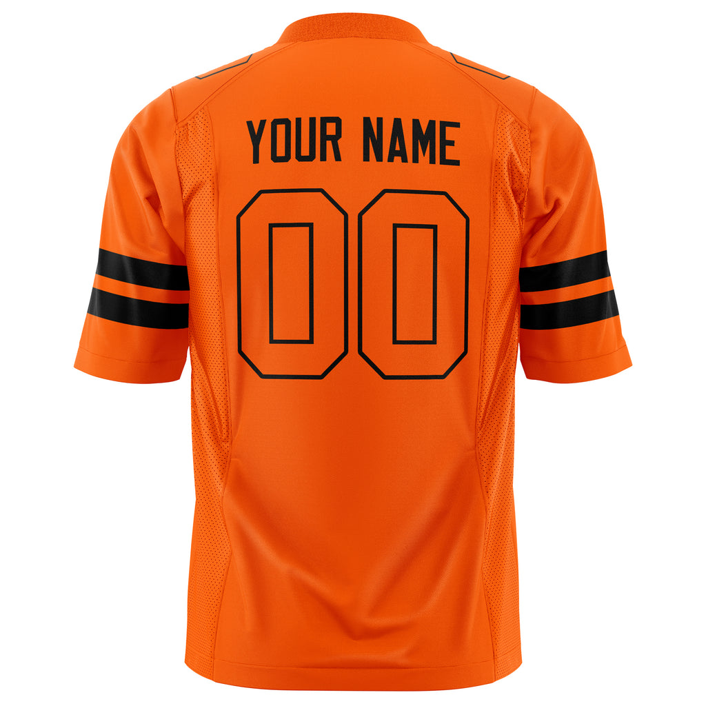 Custom Orange Black Solid Colour Football Jersey