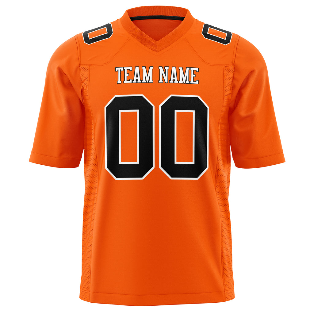 Custom Orange Black Solid Colour Football Jersey