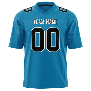 Custom Panther Blue Black Solid Colour Football Jersey