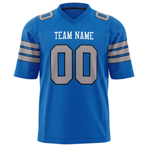 Custom Panther Blue Gray Solid Colour Football Jersey
