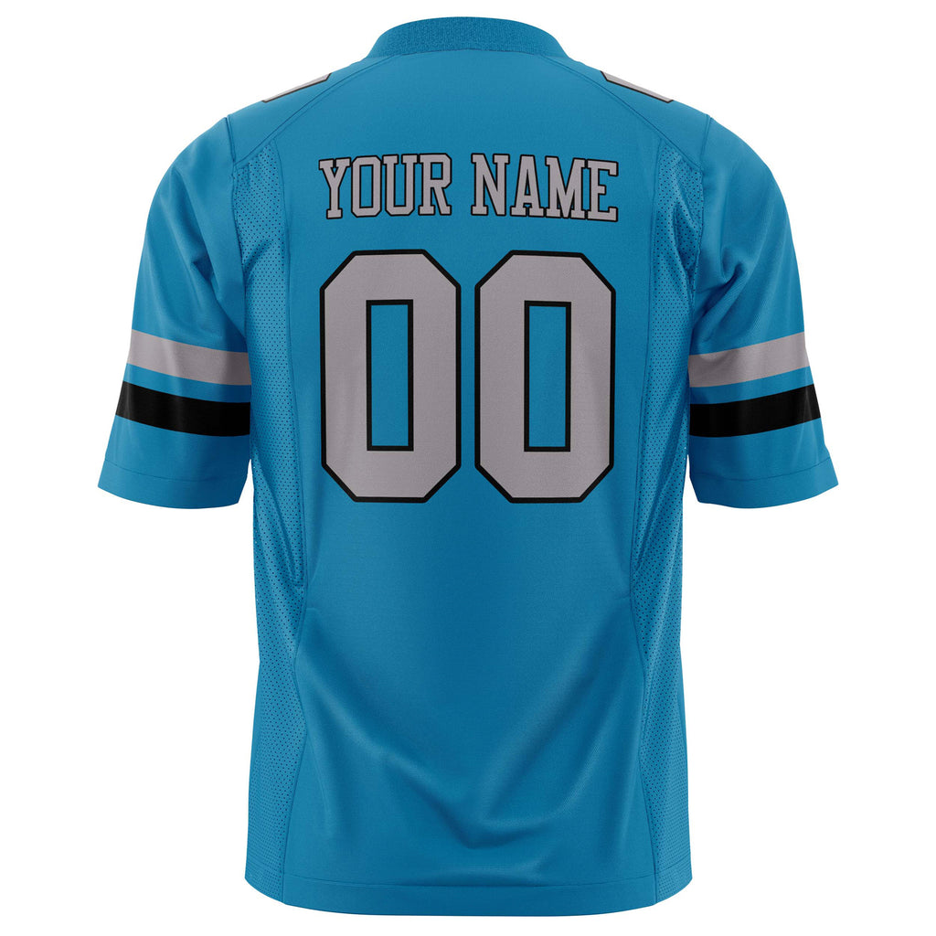Custom Panther Blue Gray Solid Colour Football Jersey