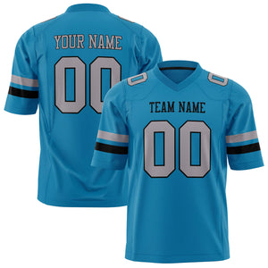 Custom Panther Blue Gray Solid Colour Football Jersey FT01240725PA370