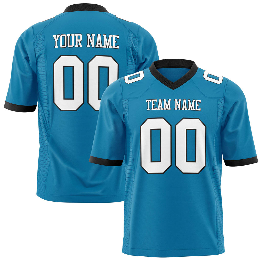 Custom Panther Blue White Solid Colour Football Jersey FT01240725PA373