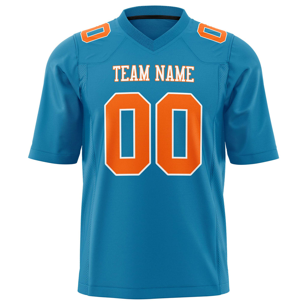 Custom Panther Blue Orange Solid Colour Football Jersey