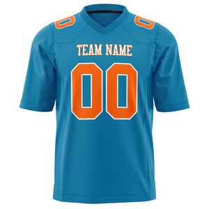 Custom Panther Blue Orange Solid Colour Football Jersey