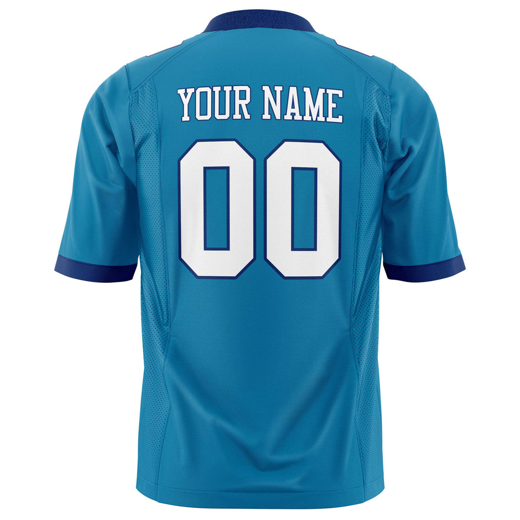Custom Panther Blue White Solid Colour Football Jersey