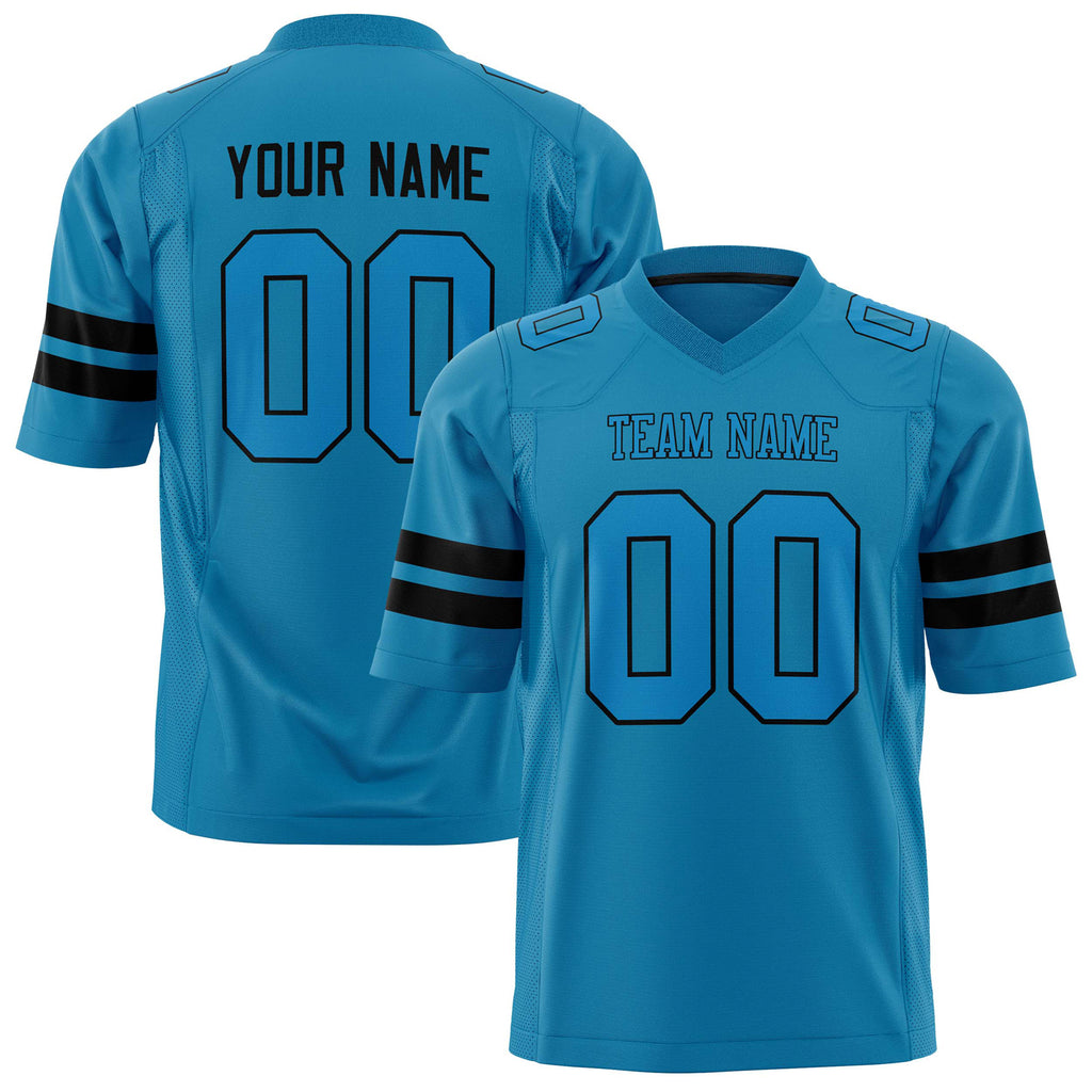 Custom Panther Blue Black Solid Colour Football Jersey FT01240725PA378
