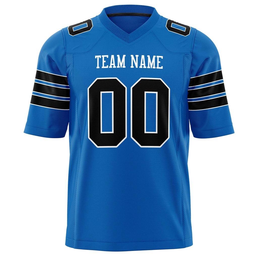 Custom Panther Blue Black Solid Colour Football Jersey