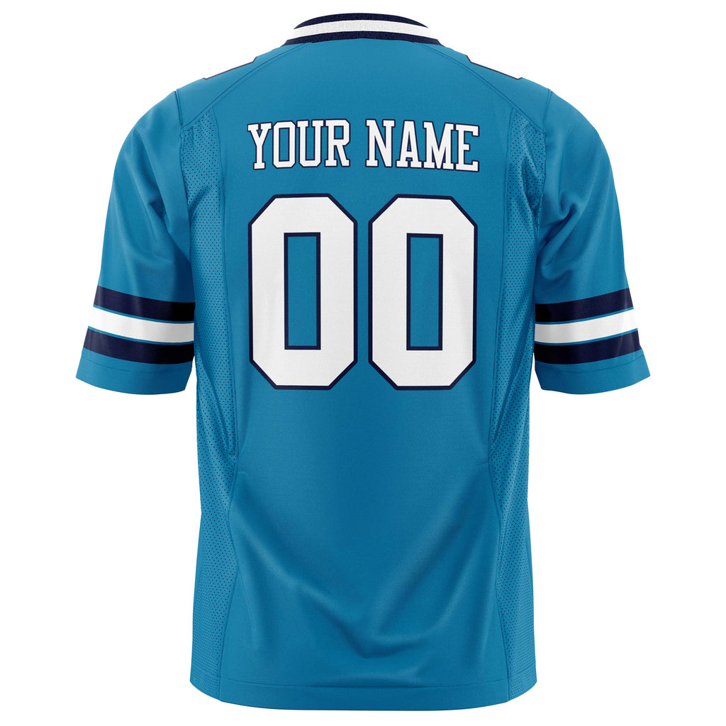 Custom Panther Blue White Solid Colour Football Jersey