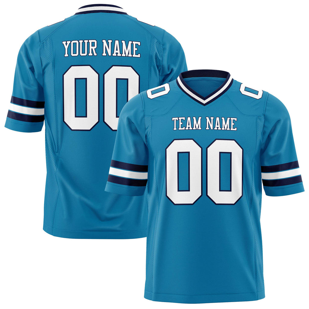 Custom Panther Blue White Solid Colour Football Jersey FT01240725PA382