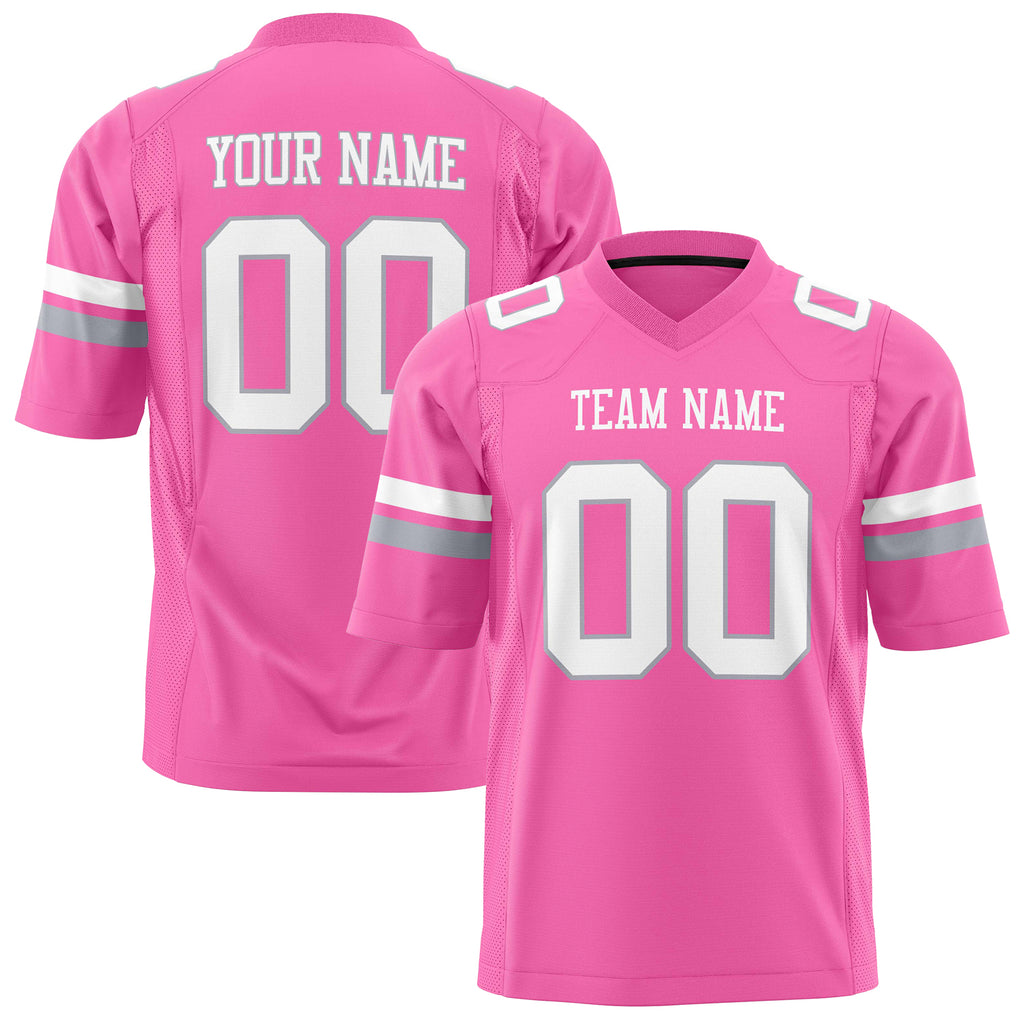 Custom Pink White Solid Colour Football Jersey FT01240725PI396