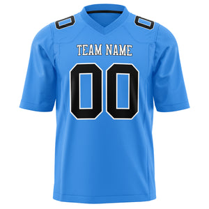 Custom Powder Blue Black Solid Colour Football Jersey