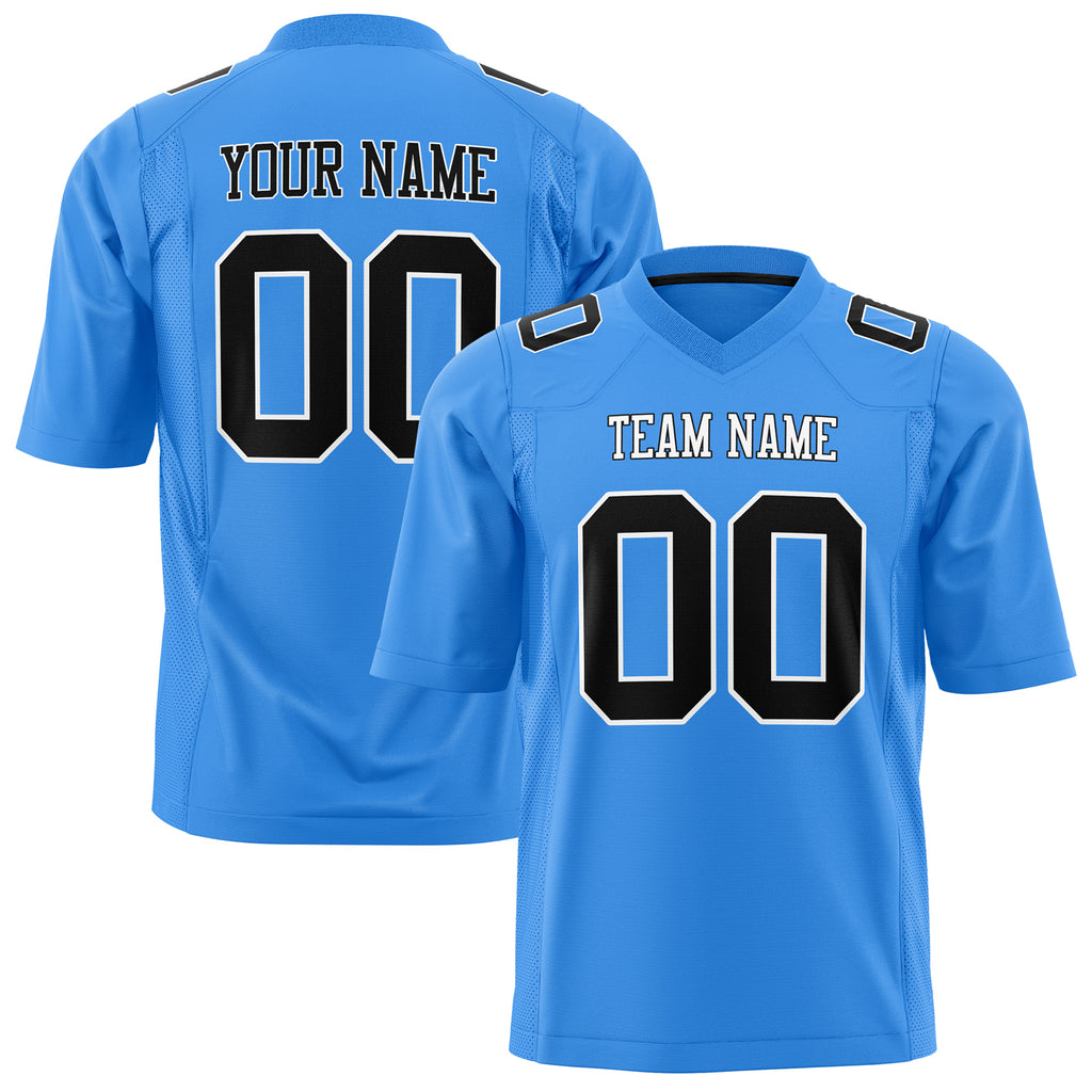 Custom Powder Blue Black Solid Colour Football Jersey FT01240725PO408