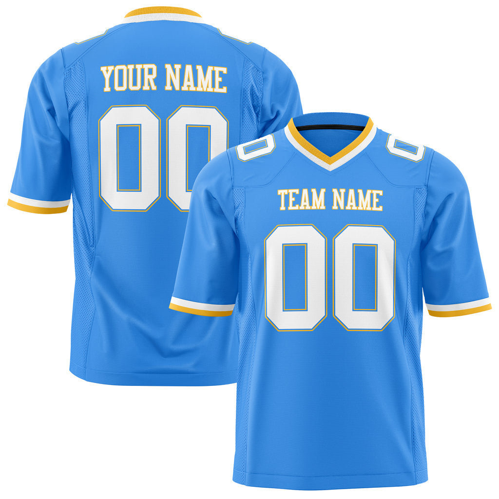 Custom Powder Blue White Solid Colour Football Jersey FT01240725PO409